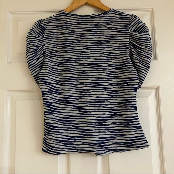 ANTHROPOLOGIE MAEVE Blue Print Cutout Top - Picture 4 of 8